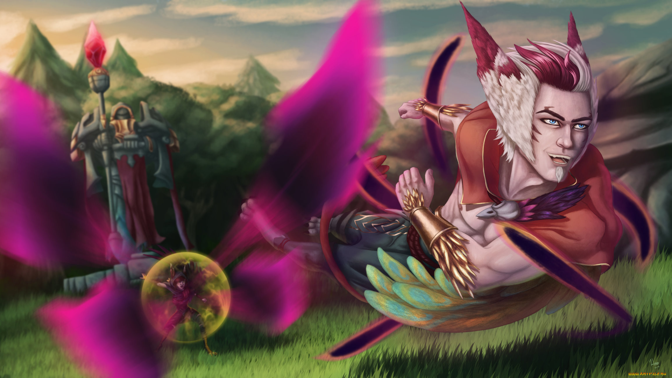  , league of legends, rakan, xayah, 